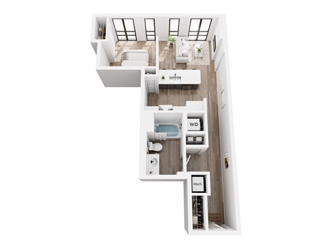 Floor plan for studio, 1 bath, 575 sqft